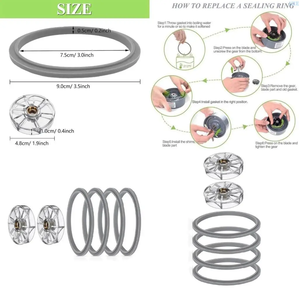 A2UE набор из 6 силиконовых уплотнений и аксессуаров с прозрачным колесным блендером