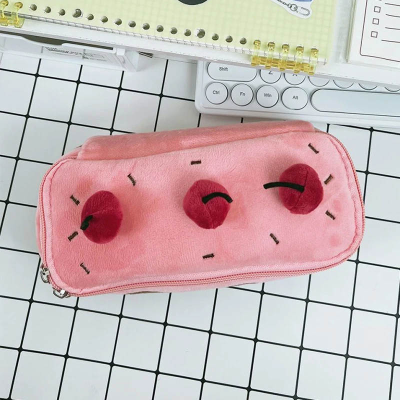 【EpeiusHome】Ins Cartoon Cute Pencil Case Girl\'s Heart Cherry Cake Zipper Stationery Bag Girl\'s High Value Student