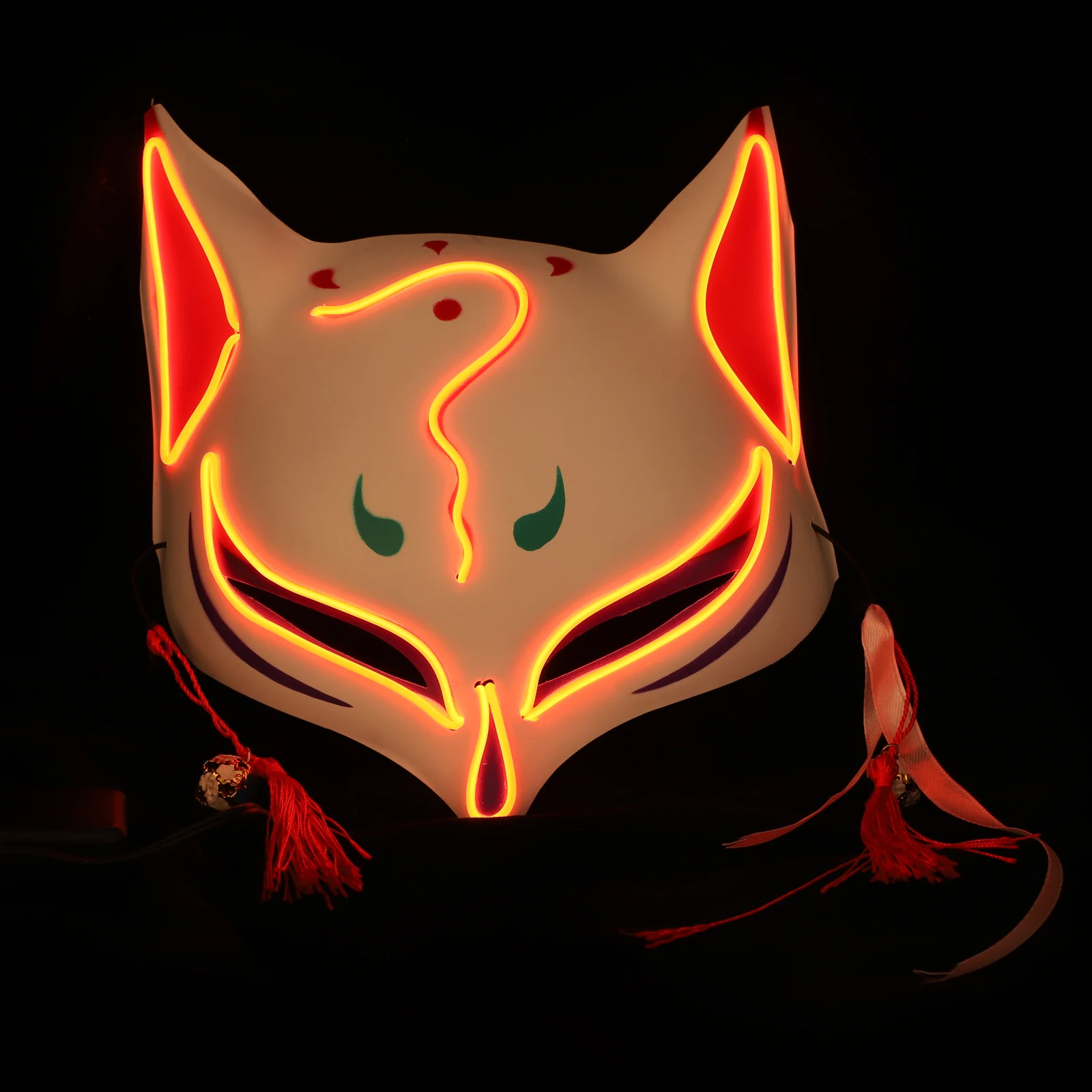 1pc Glowing Fox Halloween Costume Plastic Horror For Cosplay Carnival Night Scary Luminous Mask Funny Halloween Party Costume