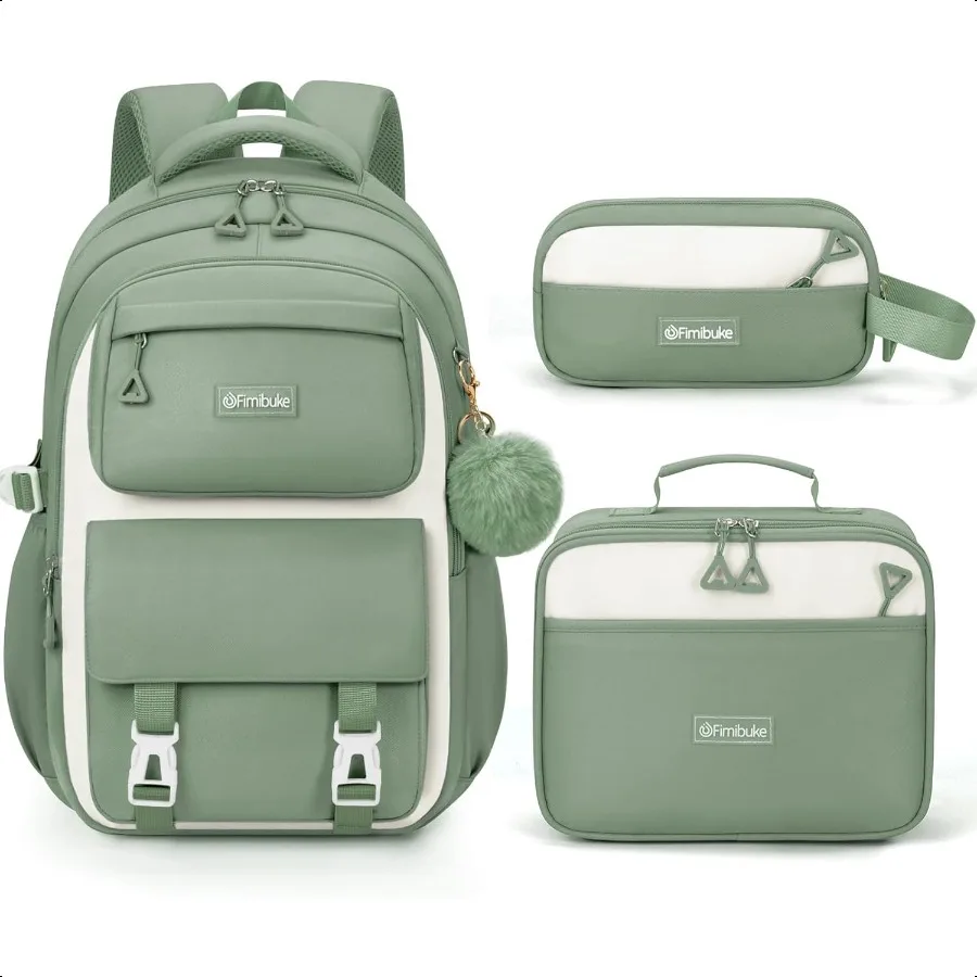 

Backpacks for Girls 3 PCS Waterproof School Backpack with Lunch Box Pencil Pouch for Teen Girl Cute Bookbag School Bag for Elem