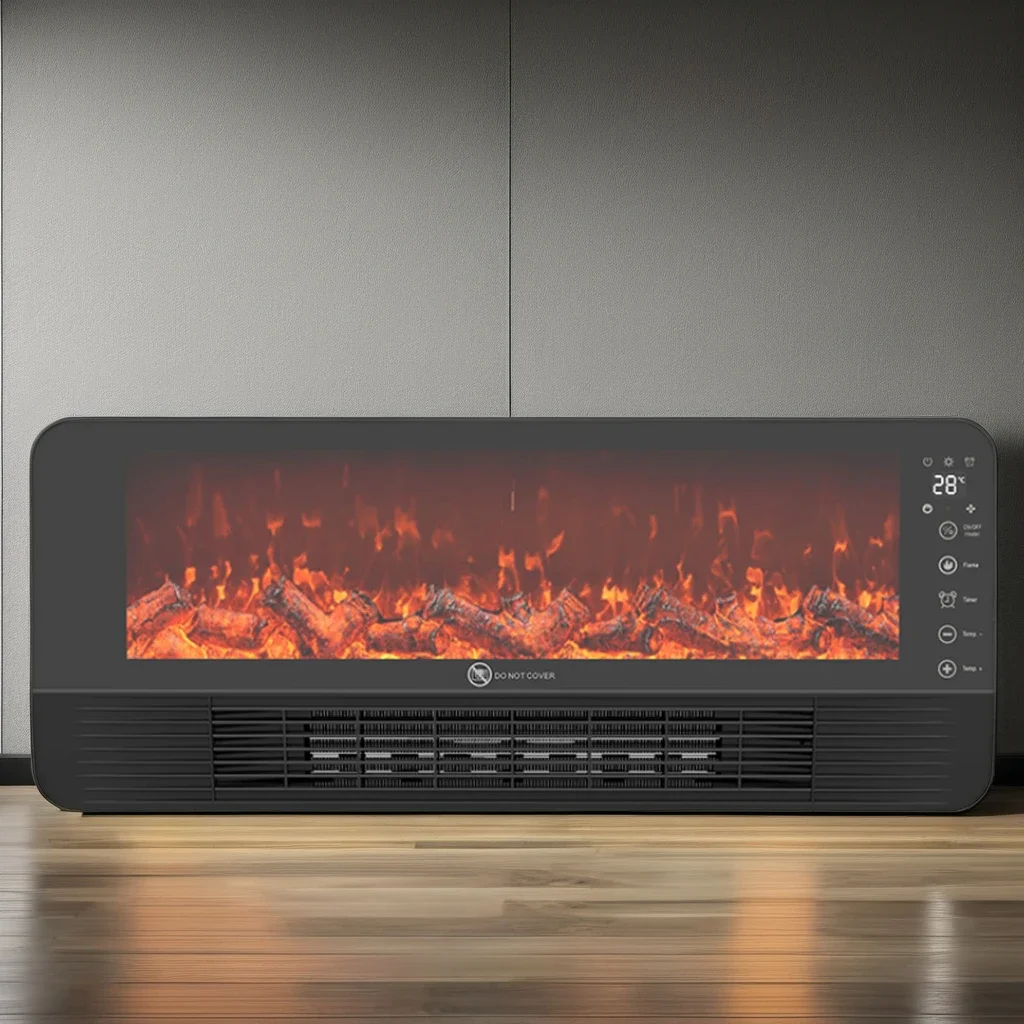 Wall-Mounted Electric Fireplace 1500W 110V/220V with Remote Control LED Light Space Heating Simulated for Household And Hotel