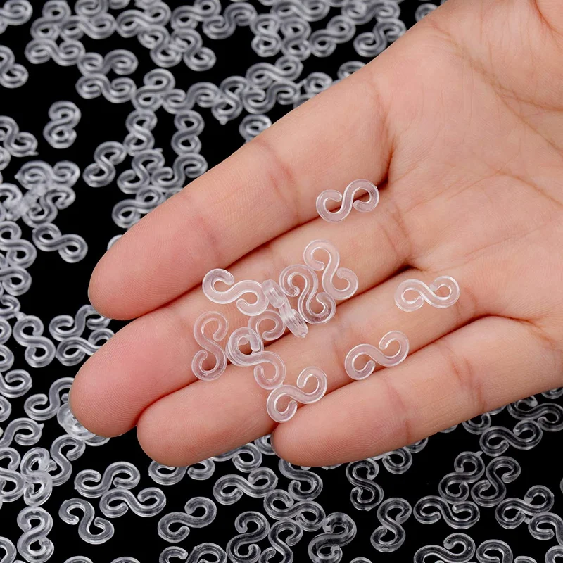 500/100pcs DIY Acrylic S Clips Loom Rubber Bands Clips Plastic Jewelry Connectors For Bracelet Necklace Making Colorful Clasp