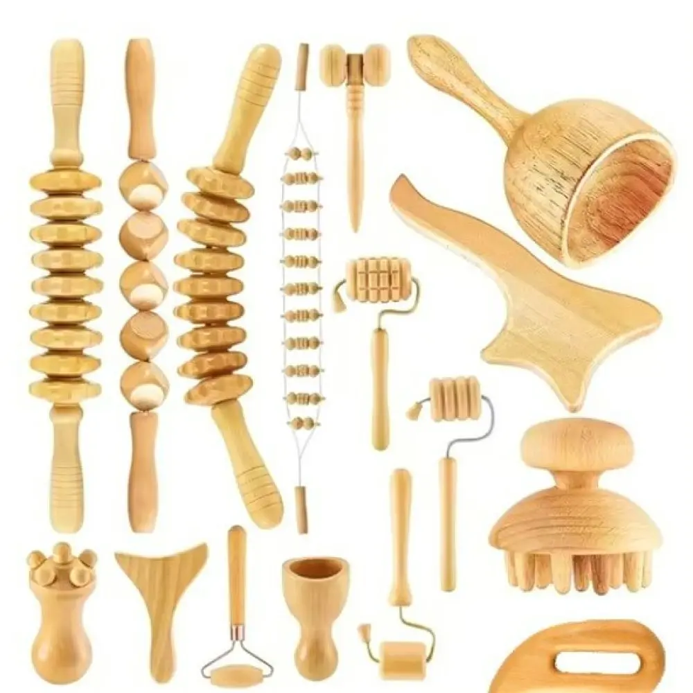 Beech Wood Massage Kit Gua Sha Scraping Tool Acupuncture Relief Manual Body Tissue Relaxation Meridian Massage Health Device