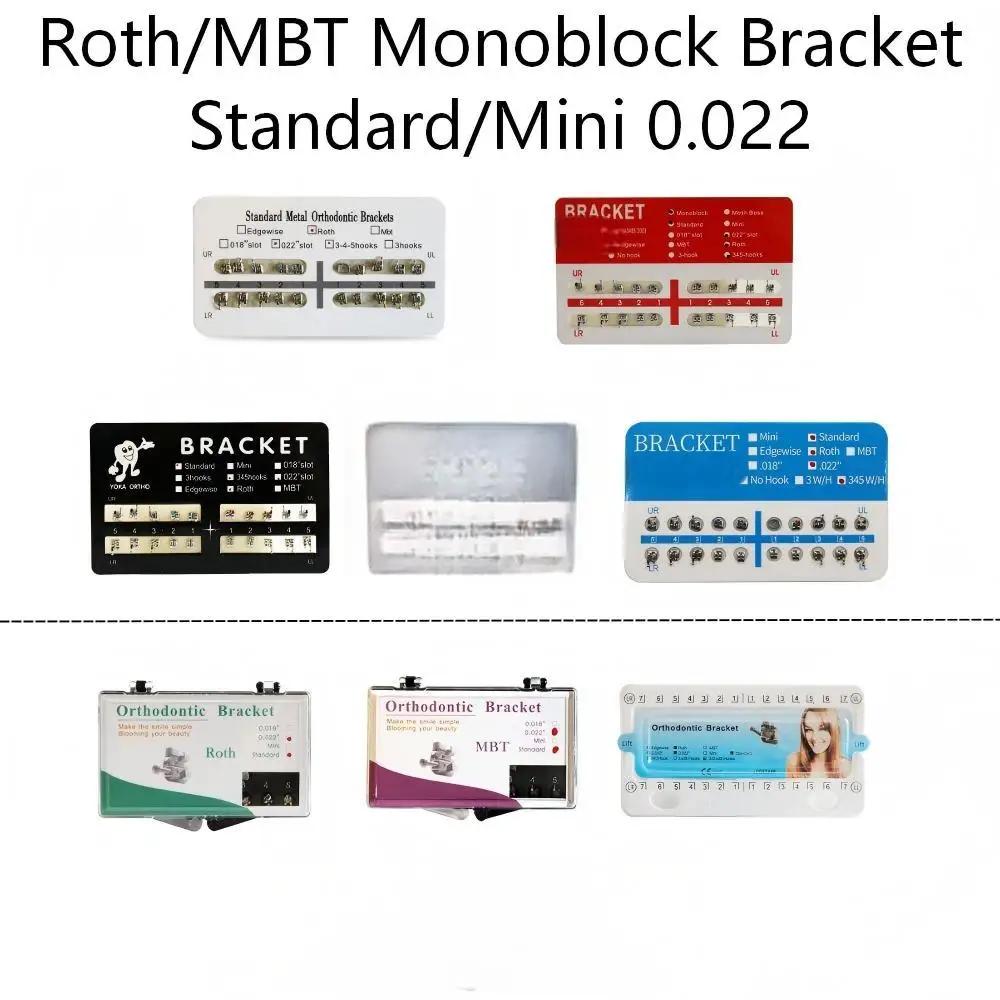10Packs Orthodontic Bracket Monoblock Roth MBT 345Hooks Standard Mini Bracket 0.022