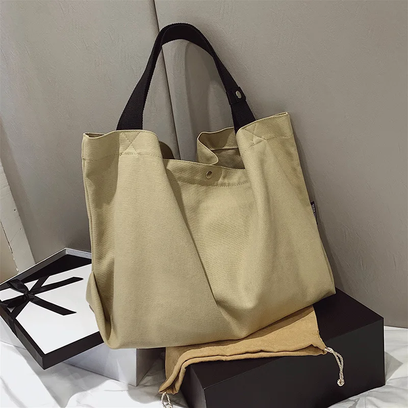 Bolsa de ombro colorida pura para mulheres, grande capacidade literária, artística, bolsas de lazer, bolsas japonesas, nova, na moda