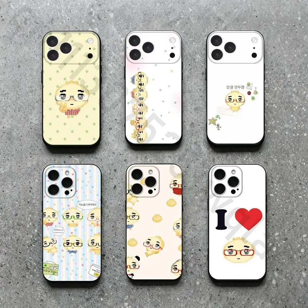 

Korean Glasses Dumpling Phone Case for iPhone 17 Air 16 14 15 11 12 13 Pro Max 7 6 15 16 Plus 16E Shockproof Cover
