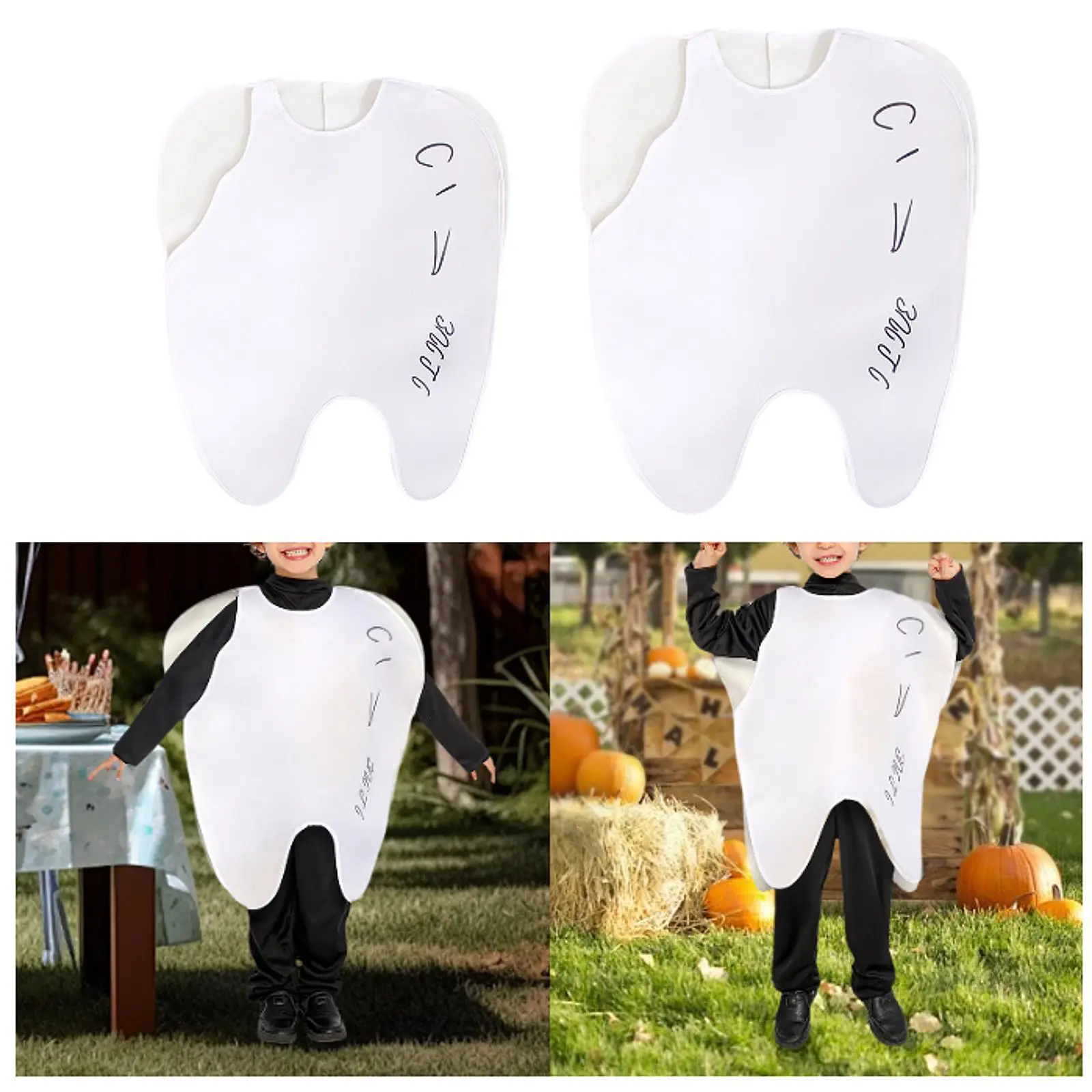 Disfraz de diente para niños, traje decorativo cómodo, versátil y reutilizable para carnaval