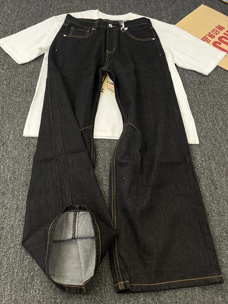 

Cleanfit Original Color Men's Denim Jeans American Retro Hair Loose Straight Leg Pants Trendy Brand Youthful Sle