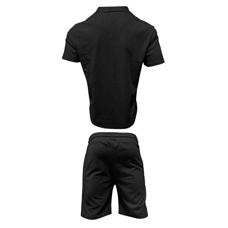 Summer Solid Color Sports Suit Men\'S Short Sleeved T-Shirt Shorts Fashion Two-Piece Set M-3xl