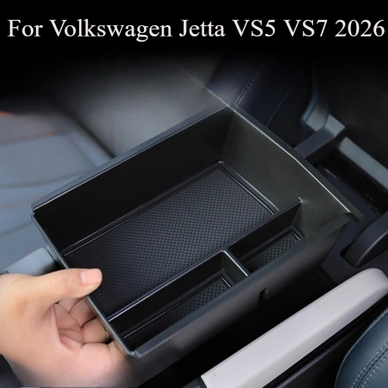 

For Volkswagen Jetta VS5 VS7 2026 Center Console Organizer Box, Custom Fit Armrest Storage Tray with Lid, Cup Holder Insert