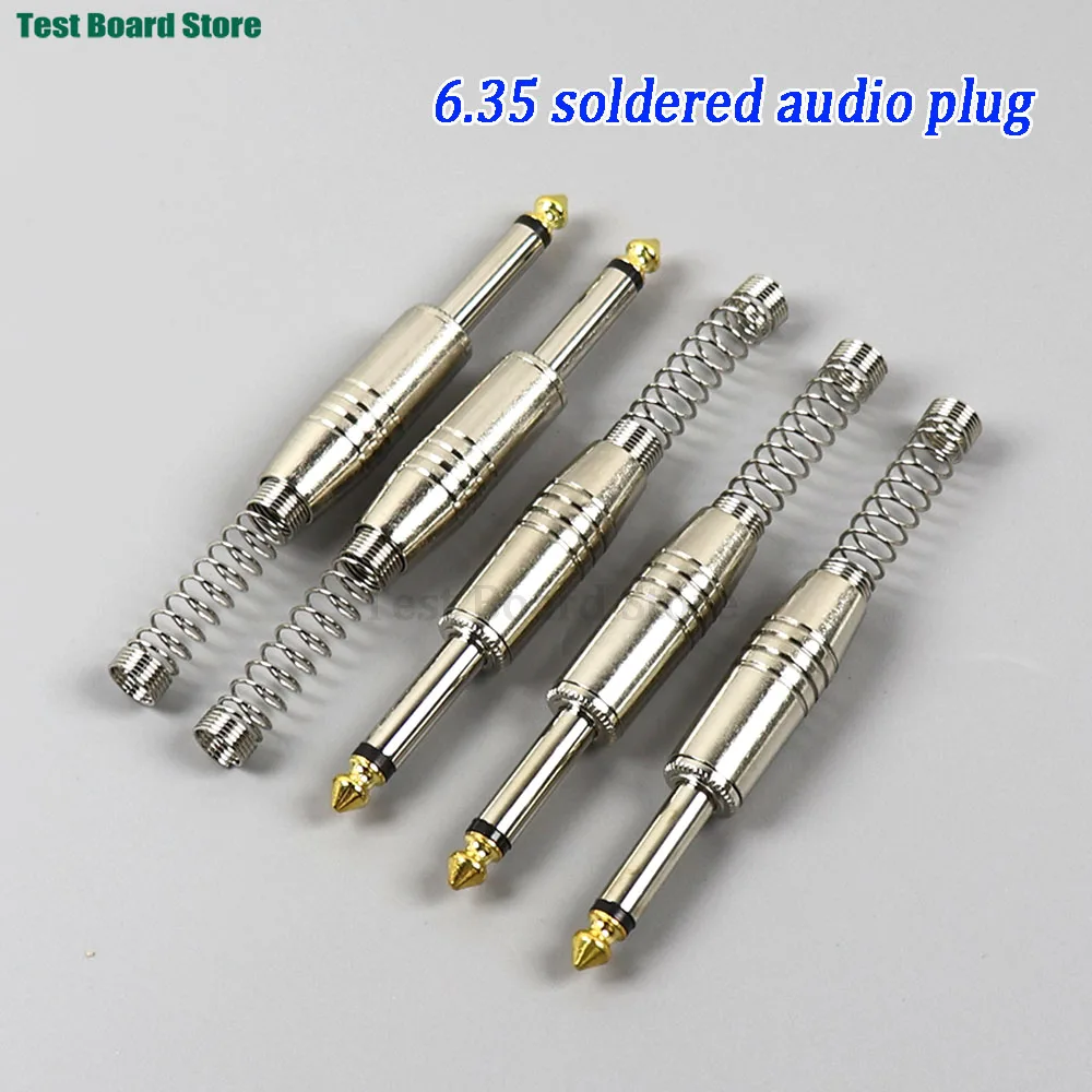 1/2/5pcs 6.35mm / 6.5mm Audio Plug Stereo Jack 2Pole Mono Amplifier Plug Metal Microphone Jack Plug-in Audio Connector for KTV
