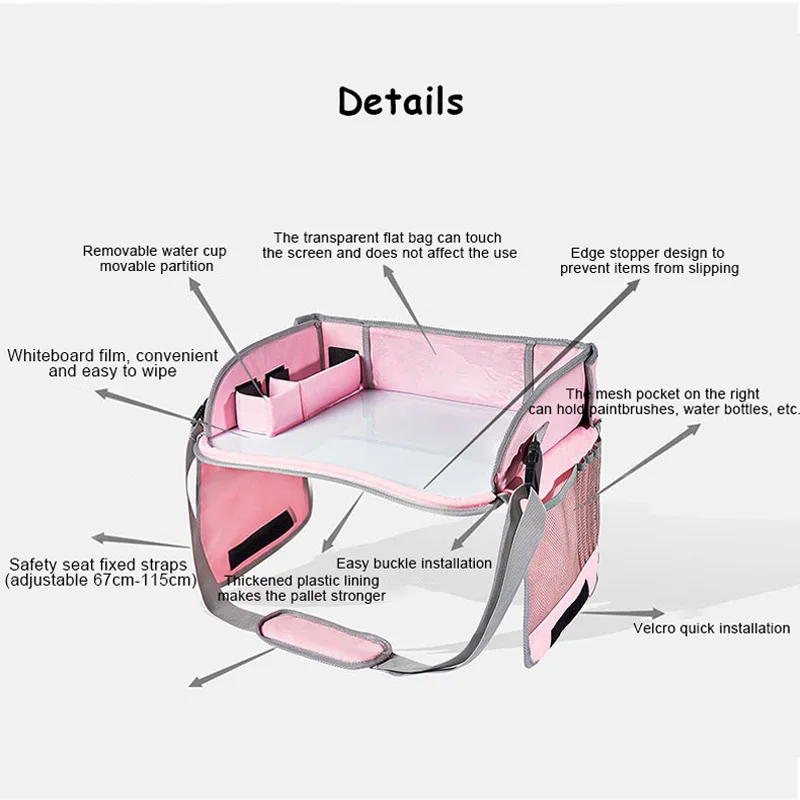 Asiento de coche para bebé y niño, tablero de dibujo portátil de viaje, asiento de seguridad impermeable, mesa de dibujo para aperitivos,