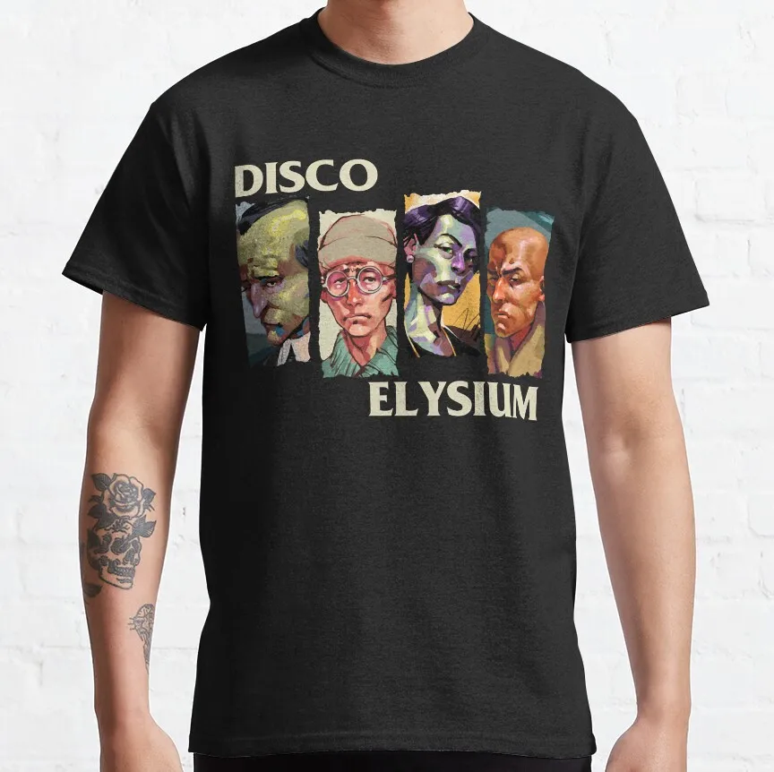 

Mens Funny Role Disco Elysium video game graphic t shirt for fan kim kitsuragi harry du bois printed tee plus size mens cloth