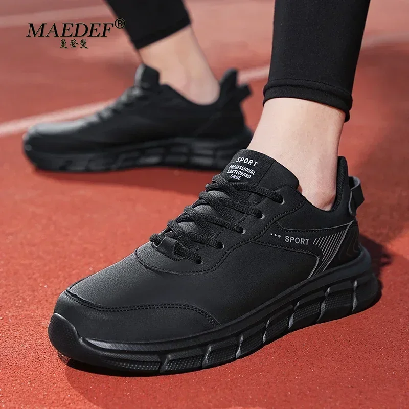 MAEDEF Versatile Black Casual Men's Shoes New Style Sports Shoes Lace Up Comfortable Thick Bottom for Men Students Trendy Shoes