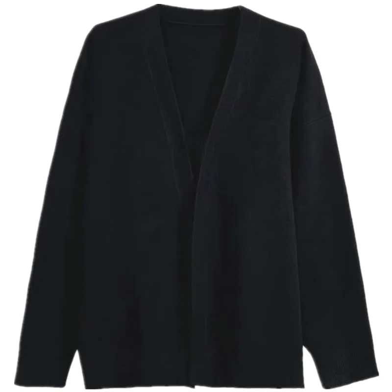 ゆったりとした長袖オープンフロントカーディガン メンズファッション 秋の新作 リブ編み 多用途 快適 ニットセーター 2025年秋