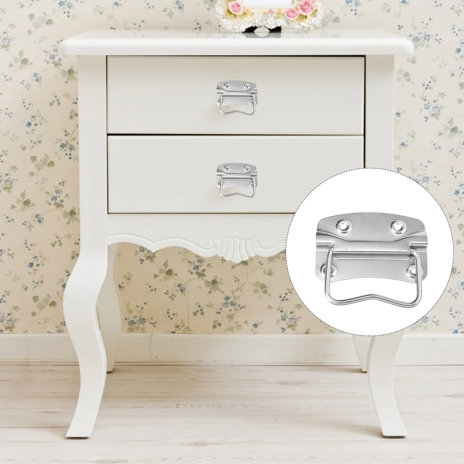 

2Pcs Stainless Steel Folding Toolbox Pull Handle Toolbox Case Drawer Cabinet Door Pull Handle Wooden Box Ring Knob