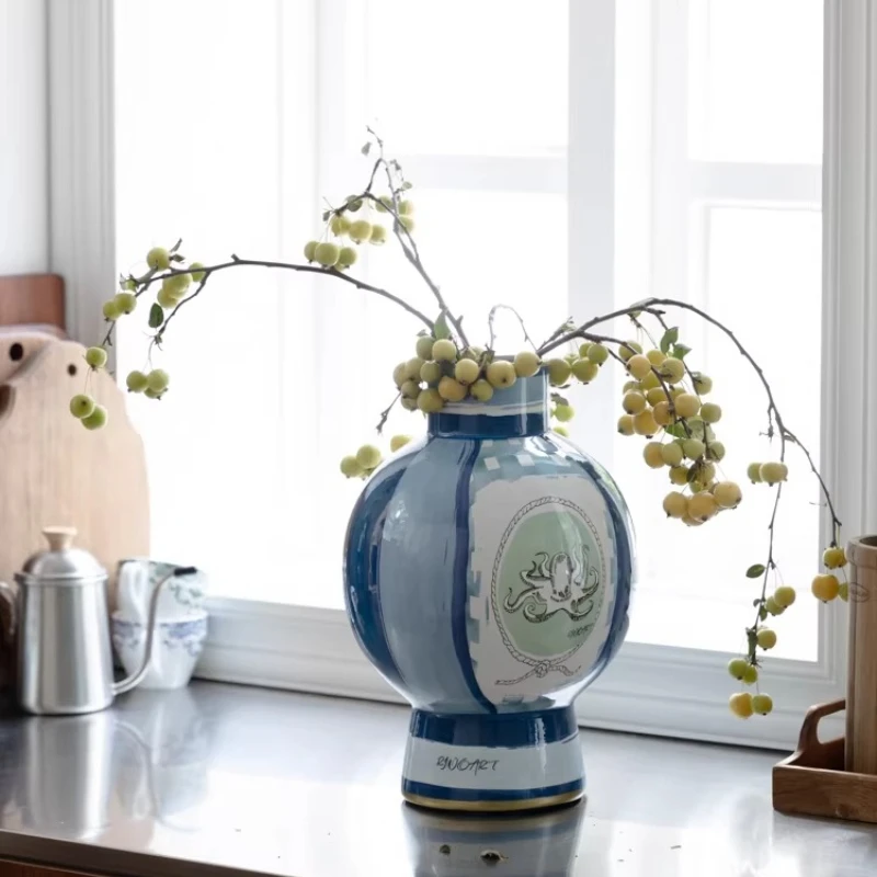 

Hand-painted underglaze color good meaning vase