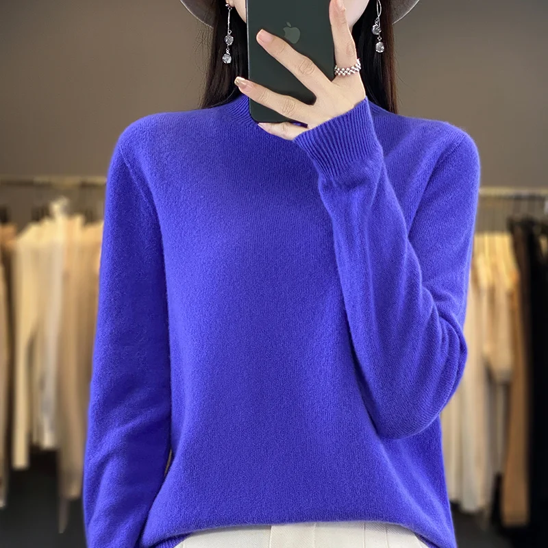 ZYCZCXX 100% Merino wool cashmere sweater women\'s half turtleneck pullover Autumn and winter new fashion knitted warm top basic