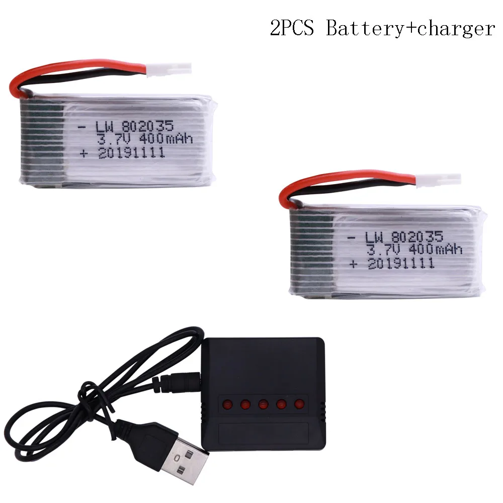 Bateria lipo e carregador 3.7v 400mah para x4 h107 h31 ky101 e33c e33 u816a v252 h6c rc quadcopter drone peça de reposição 802035   35C