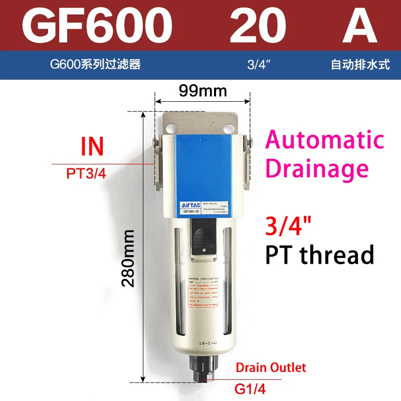 Airtac Pneumatische Filter Olie-Waterafscheider GF200-08/GF300-10/GF400-15 Origineel En Authentiek