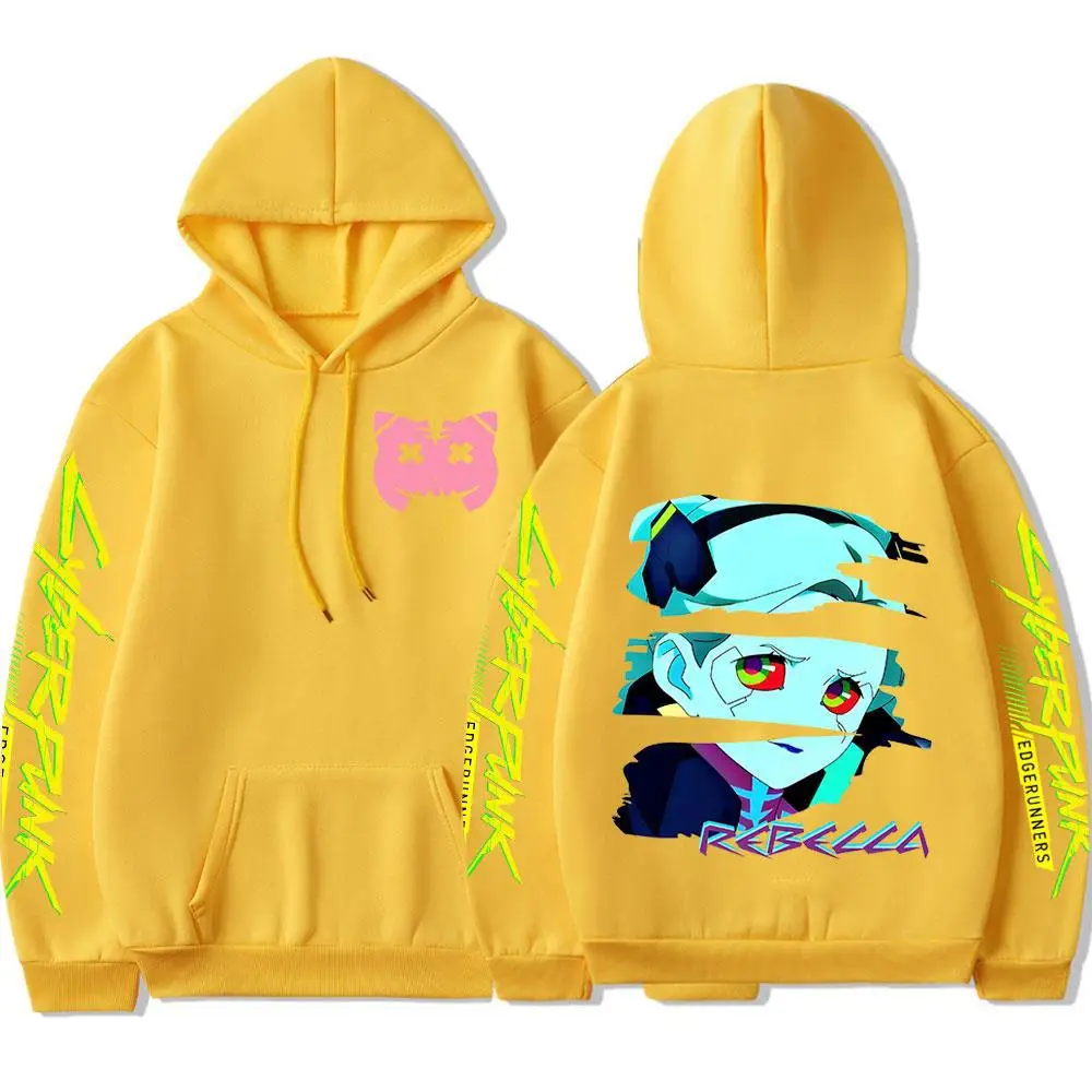 Japanese sci-fi Anime Cyberpunk Edgerunners Rebecca Print men's Casual Trend Street Hoodie Autumn And Winter Comfortable