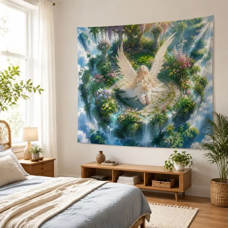 VIKAMA Angel Fairy Anime Tapestry Galaxy Nature Wall Hanging Fantasy Bedroom Dorm Home Decor