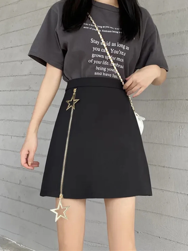 Jmprs gotische Retro Reiß verschluss y2k Rock Frauen lässig hohe Taille sexy Minirock koreanische Harajuku Vintage Frau schlank eine Linie Rock neu