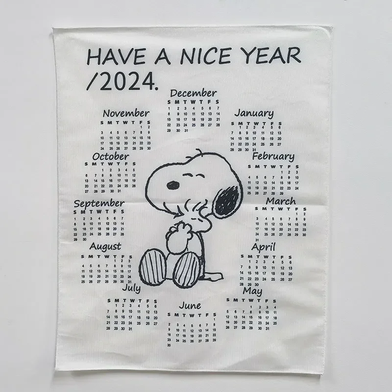 2025 Calendar Snoopy Tapestry Decoration Cloth Bedroom Cute Small Tapestry Background Cloth Ins Calendar Wall Hanging Decor Gift