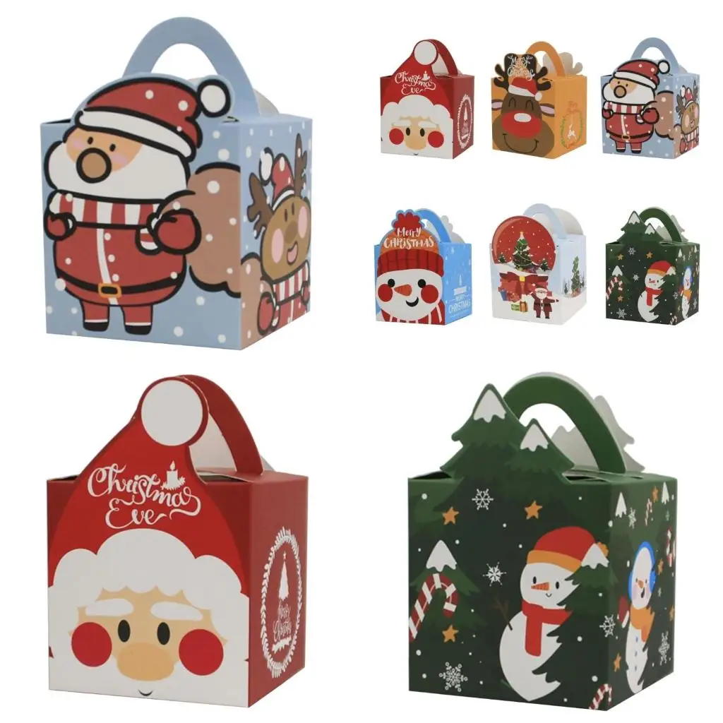 

5-Piece Merry Christmas Paper Fruits Candy Box Cookie Gift Boxes Packaging Bag high quality