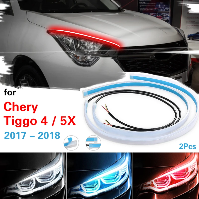 

Car led DRL For Chery Tiggo 4 Tiggo 5X 2017-2018 Daytime Running Light Strip Waterproof Flexible Headlight LED Strip Lights 12V