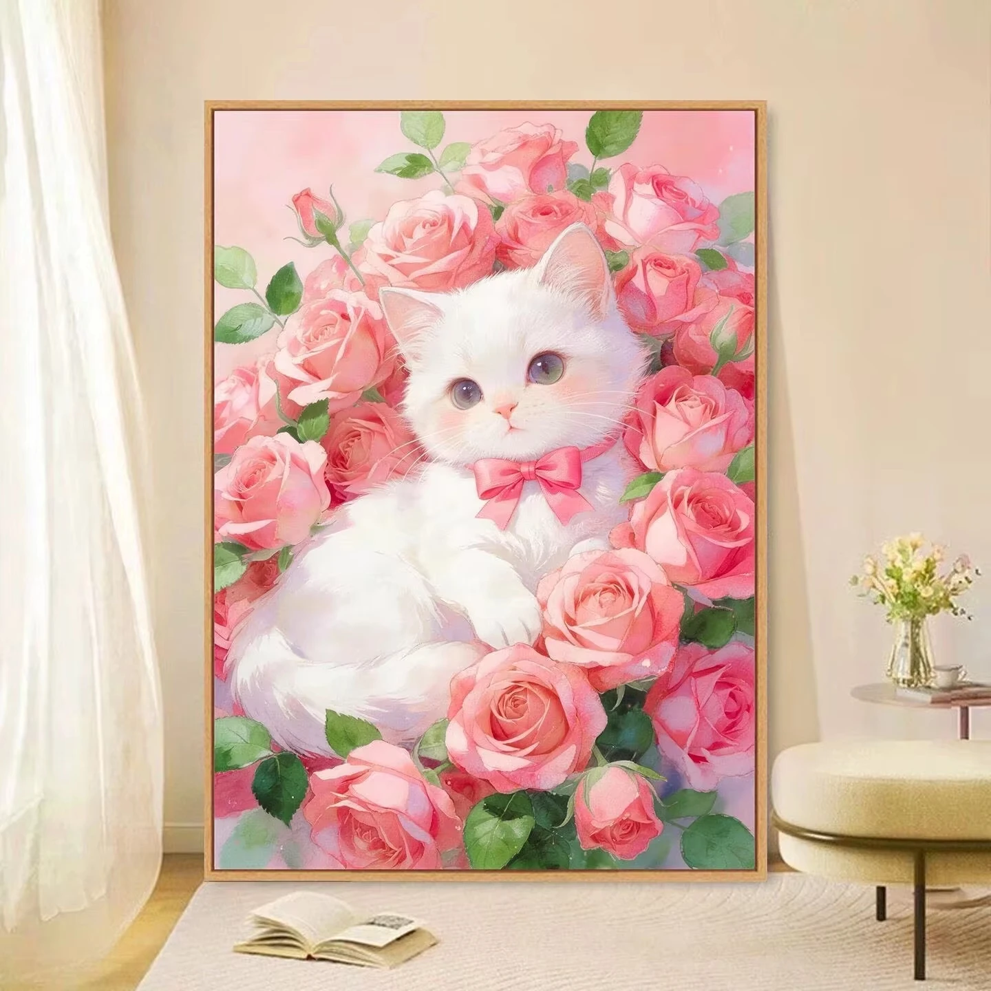 Art Craft Rose - 5D DIY Diamond Painting Kit Cat