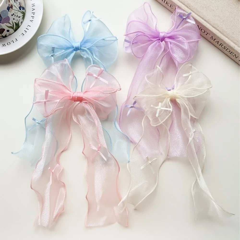 1 Pair Cute French Headwear Long Tail Hair Clip Hair Accessories French Style Bow Hair Clip Lightweight Ribbon Hairpins Children