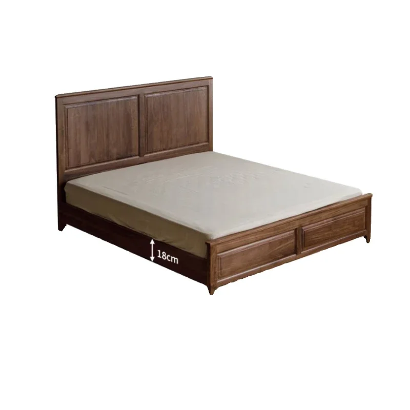 

Ретро-кровать из североамериканской вишни, простая кровать-корона из массива черного ореха для спальни