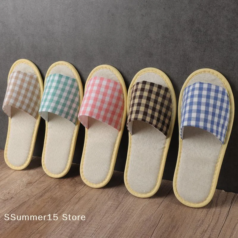【R】10 Pairs Lightweight Disposable Slippers, Hotel Room Essentials for Guests, Anti-Slip Travel Slippers for Airplane & Home