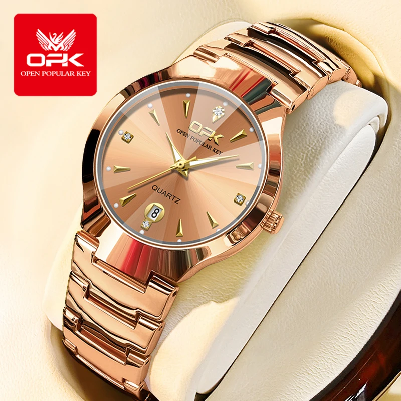 OPK 8105 Classic Luxury Men Women Watches Waterproof Luminous Fashion Quartz Wristwatch Trendy Original Stainless Steel Watch