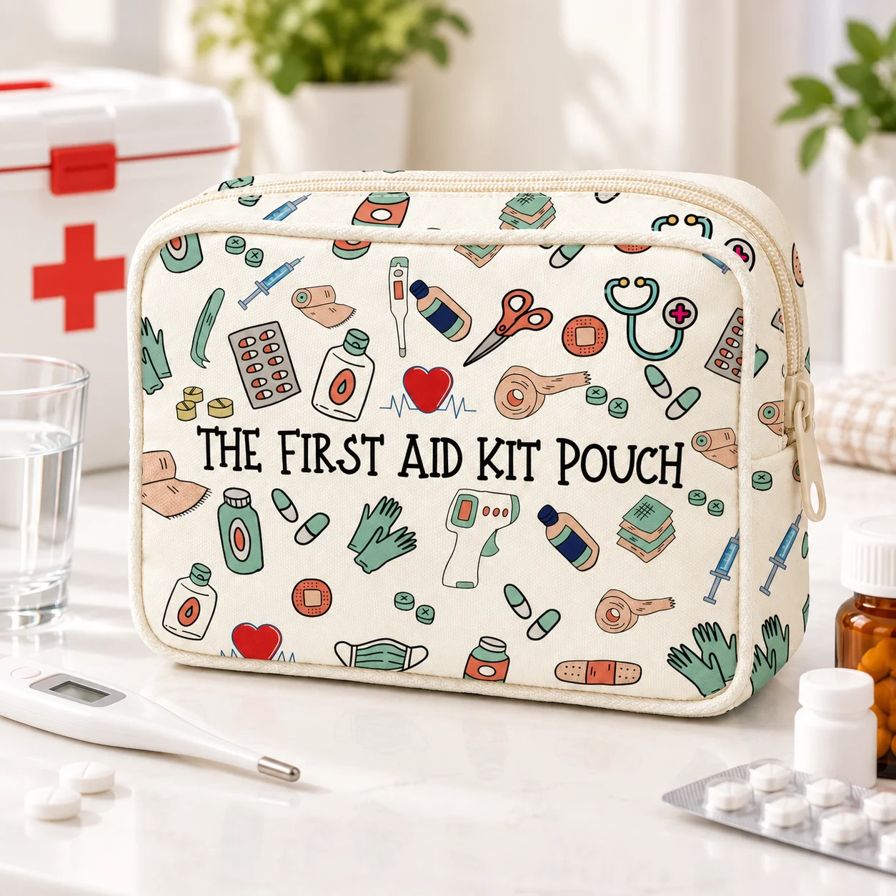 First Aid Kit Pouch Portable Canvas Medical Organizer Emergency Supplies Storage Bag Travel Home Care Medicine Zipper Case