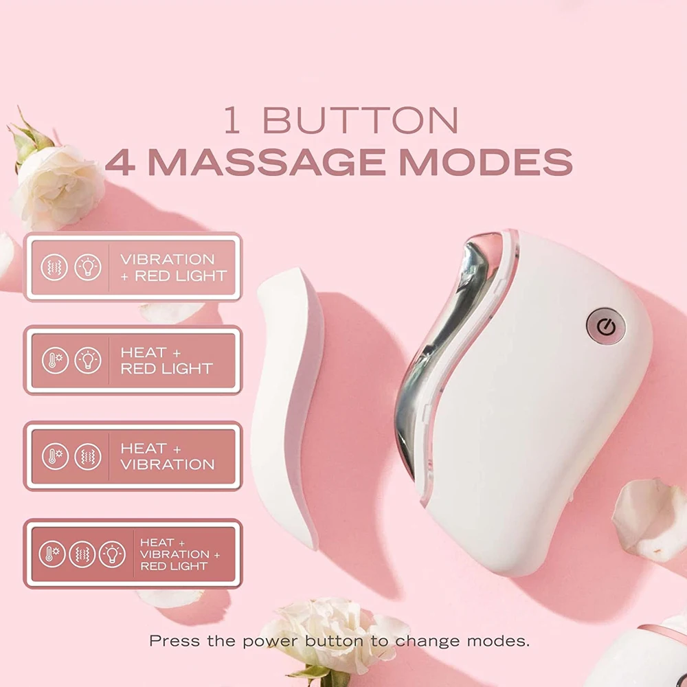 4-in-1 Anti-Aging Facial Massager Heating Vibration Red Light Massage Machine For Face Body Guasha Scraping Fat Burning Slimming