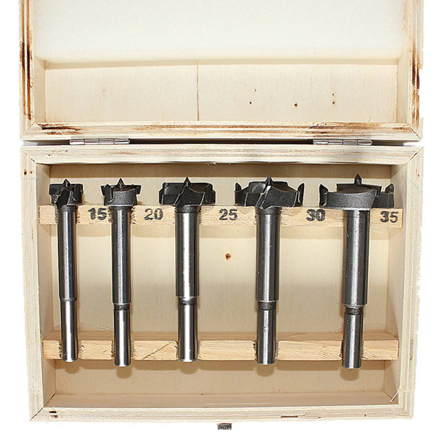 ABHI-Woodworking Hole Opener Set Primary Color 5PCS Wooden Box Packed Alloy Blade Woodworking Hinge Hole Opener Bit