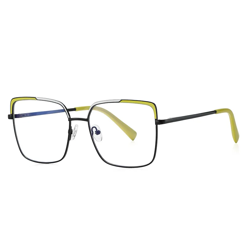 Große Brillengestelle für Damen, Brillengestell für Korrektionsbrillen, Metall, quadratisch, optisches Brillengestell, Anti-Blaulicht-Brille, 56562