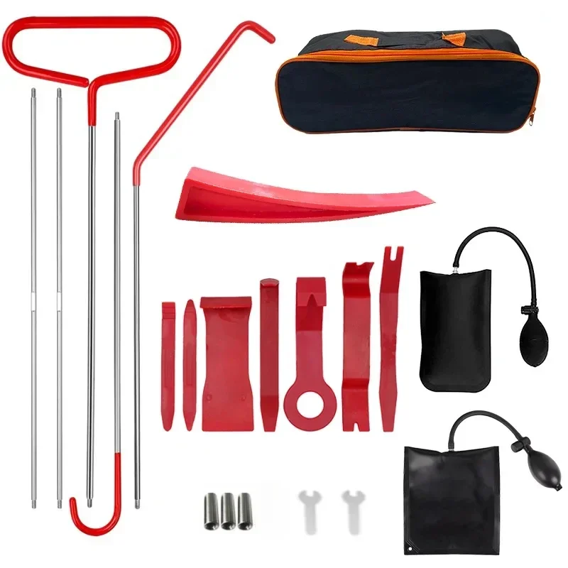 Car Door Tool Kit Inflatable Air Pump Auto Window Door Open Fixing Gripper Tools Long Reach Kits with Carrying Bag