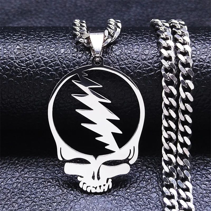 Skull Stainless Steel Chain Necklaces Silver Color Statement Necklace Jewelry collar acero inoxidable N4206S06