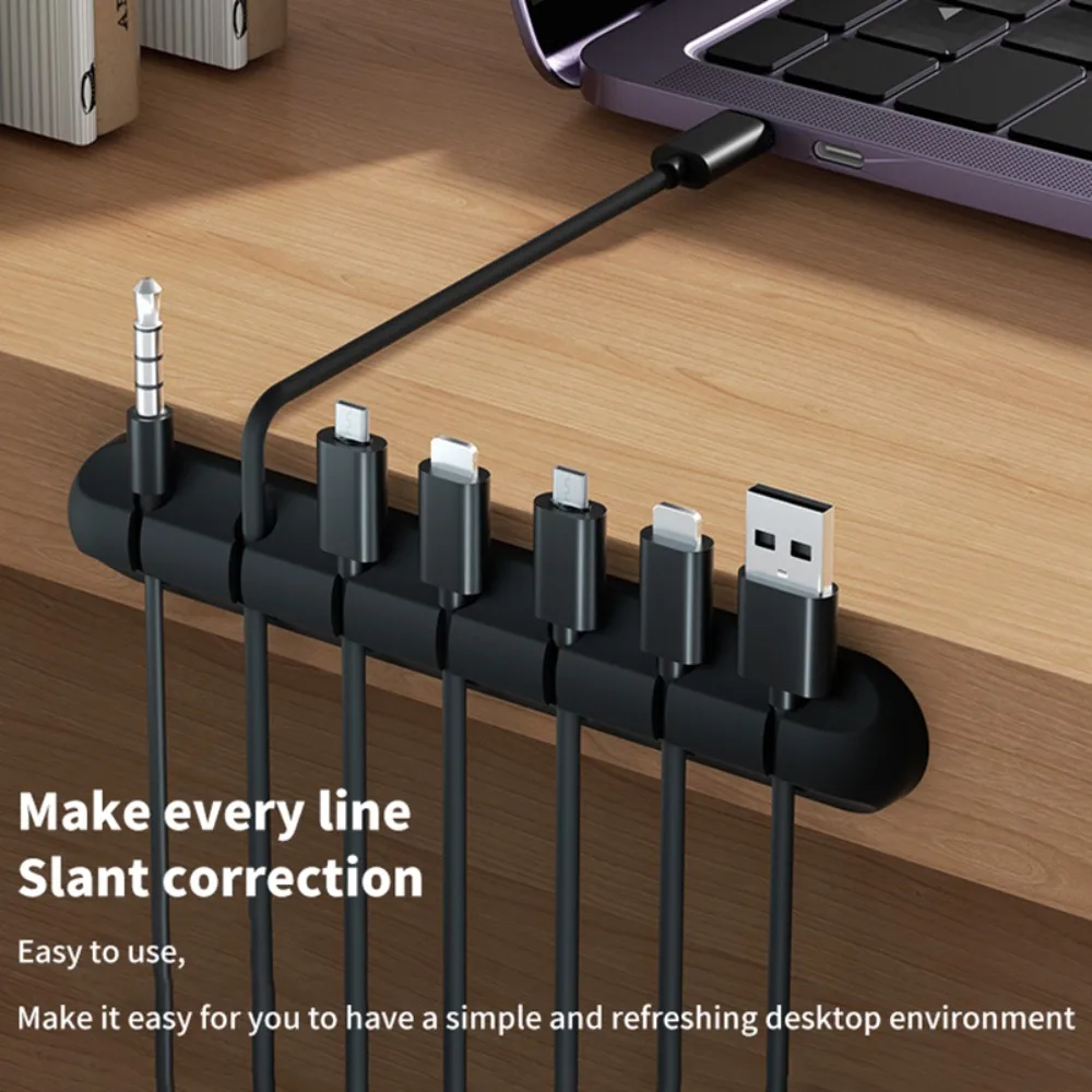 New Black Cable Organizer Silicone Desktop Tidy Wire Holder Flexible USB Cable Winder For Mouse Keyboard Earphone Protector