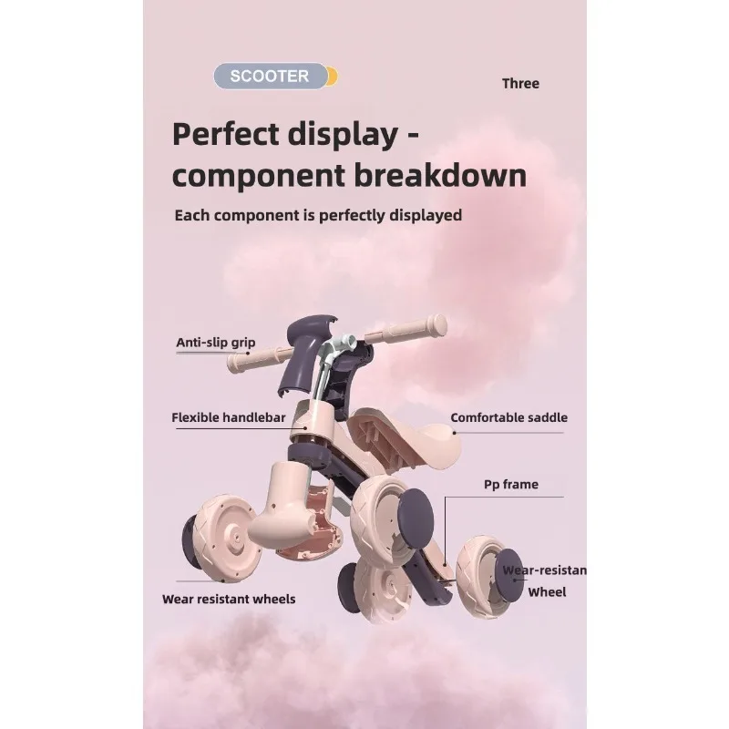 دراجة توازن 2 في 1 للأطفال من عمر 1-3 سنوات - تصميم للجنسين بدون دواسات، دراجة تعلم مزلقة للأطفال الصغار مع ميزات أمان #5