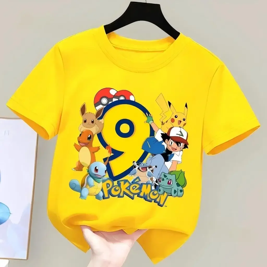 2026 Neues Kinder-T-Shirt mit Cartoon-Zahlen-Print, Kurzarm-T-Shirt mit Cartoon-Geburtstagsmotiv 1-9 für Jungen und Mädchen, Sommer-Mode-Kinder-T-Shirt – Detail 6