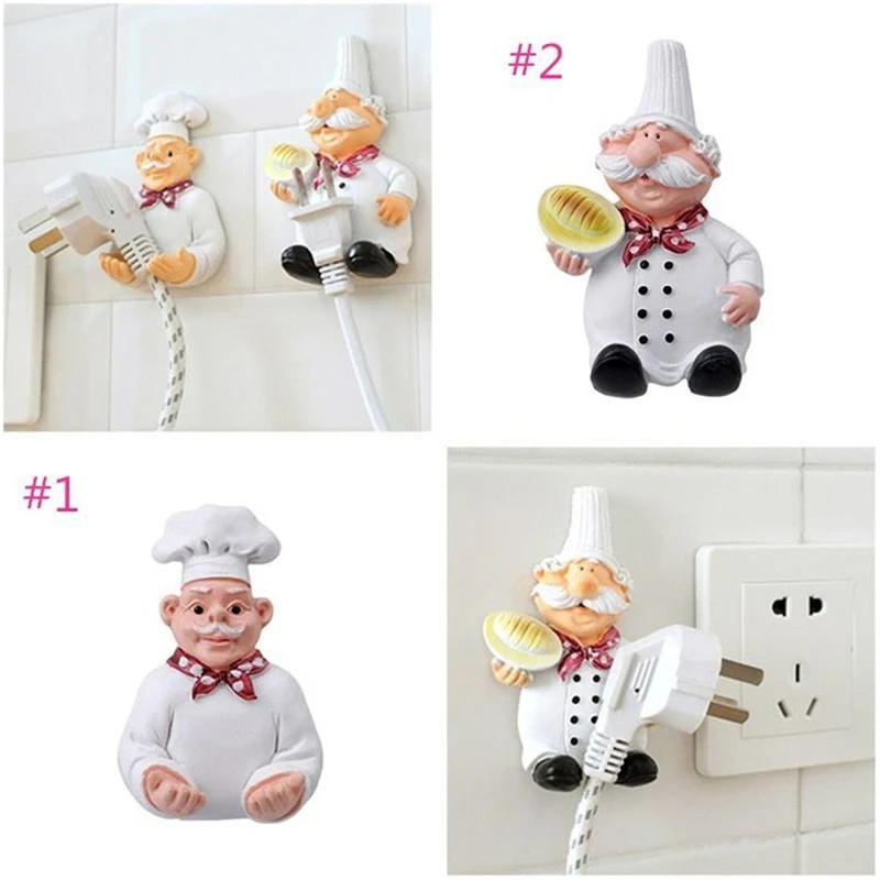 Cartoon Power Cord Storage Rack Chef Plug Hook Strong Adhesive Creative Finishing Bracket