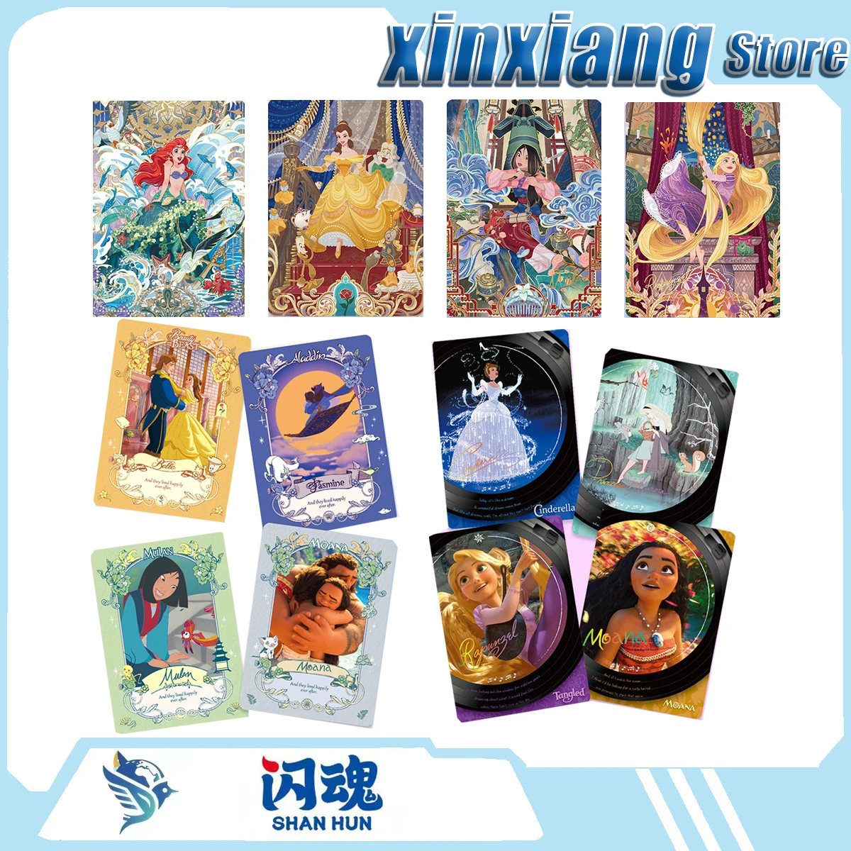 

SHININGSOUL Disney Princess Collection Cards Anime card game Girl's gift collection card deck Blind Box Toy Anime Merchandise