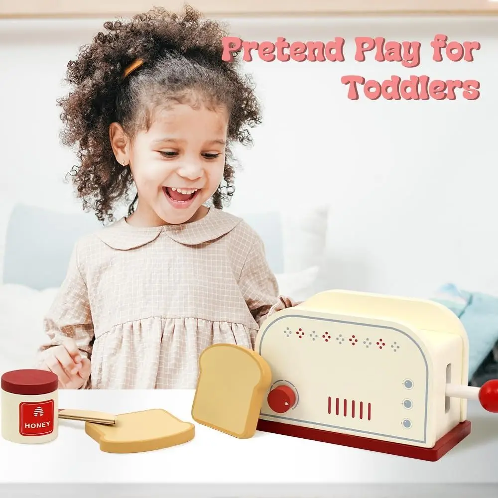 Mini Size Simulated Bread and Coffee Machine Wooden Simulation Design Play House Pretend Play Parent Unisex Interactive