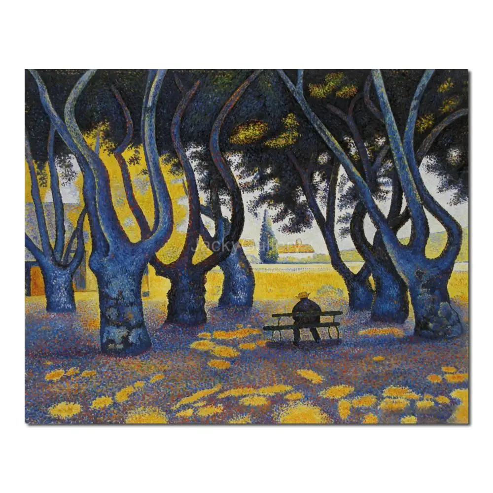 George Seurat Artwork Place Des Lices Saint Tropez Pointillism Hand Painted Oil Painting Canvas for Hallway Bathroom Wall Decor
