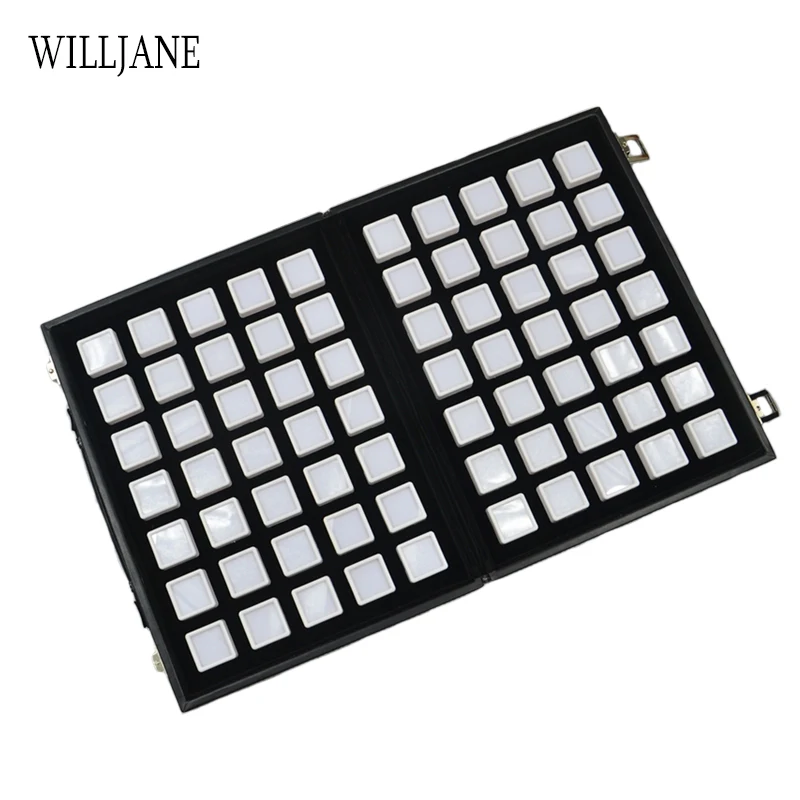 Draagbare Reis Edelsteen Opbergdoos Edelsteen Sieraden Display Doos 70 Stuks Steen Houder Organizer Losse Diamant Draagtas Pu Leer