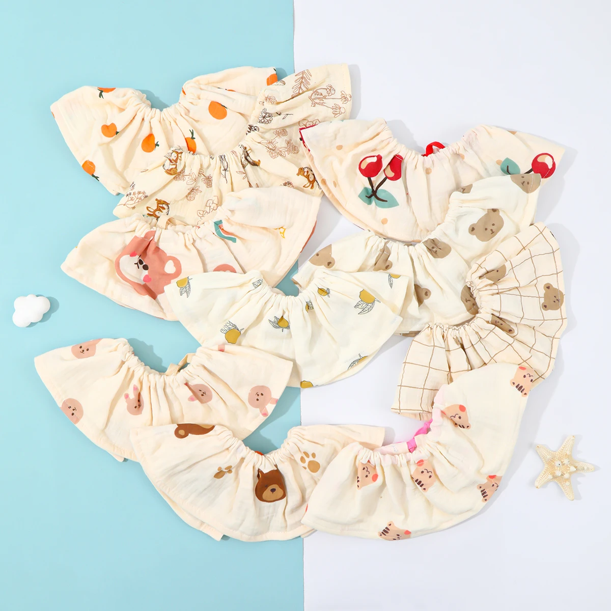 

Korean version gauze cotton baby bib super soft 360 resort collar shawl saliva towel children's cotton bib class A